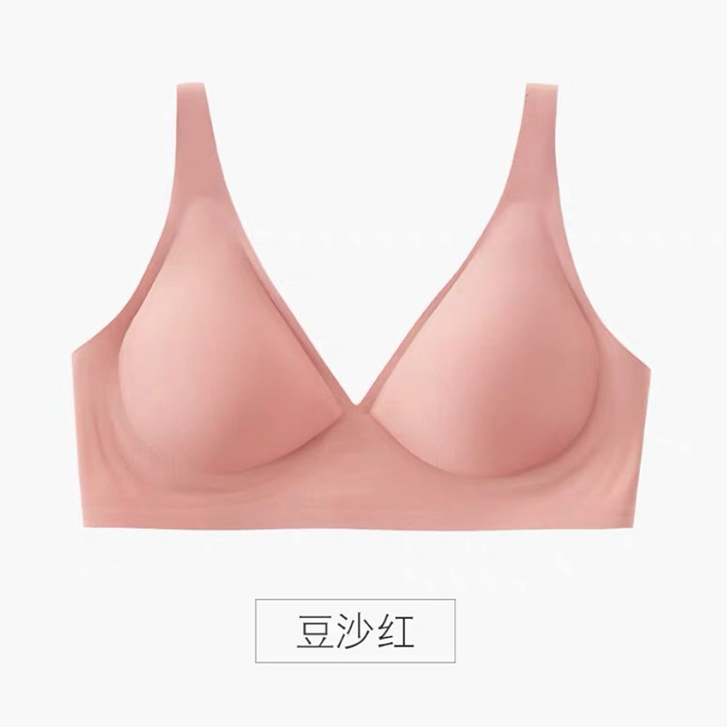 Negro tecnología Seamless jelly ropa interior de látex las mujeres pequeño pecho profundo V push up soporte superior sujetador inalámbrico sueño