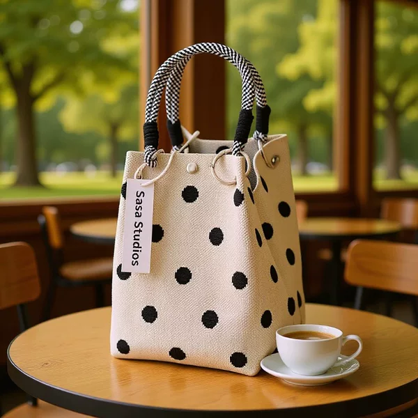 Knitted Handbag Tote Bag, Portable Commuting Handbag, Simple New Style, Fashionable Key Bag, Mobile Phone Bag, Versatile for Women