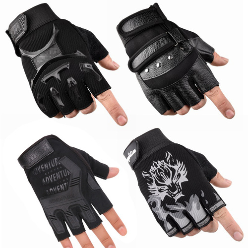 Cycling half-finger gloves, tactical gloves, breathable, non-slip, fingerless, thin outdoor sports gloves for men and women, students