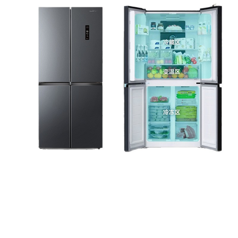 Nuevo frigorífico de cuatro puertas abiertas de Fly Cross refrigeración por aire sin helada de primera clase de conversión de frecuencia doméstica de gran capacidad ultra delgada incrustada ahorro de energía y bajo ruido