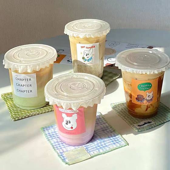 Transparent Coffee Cup Disposable with Lid ins Popular Cold Drink Fat Milk Tea Cup Plastic Packaging Straight Cup