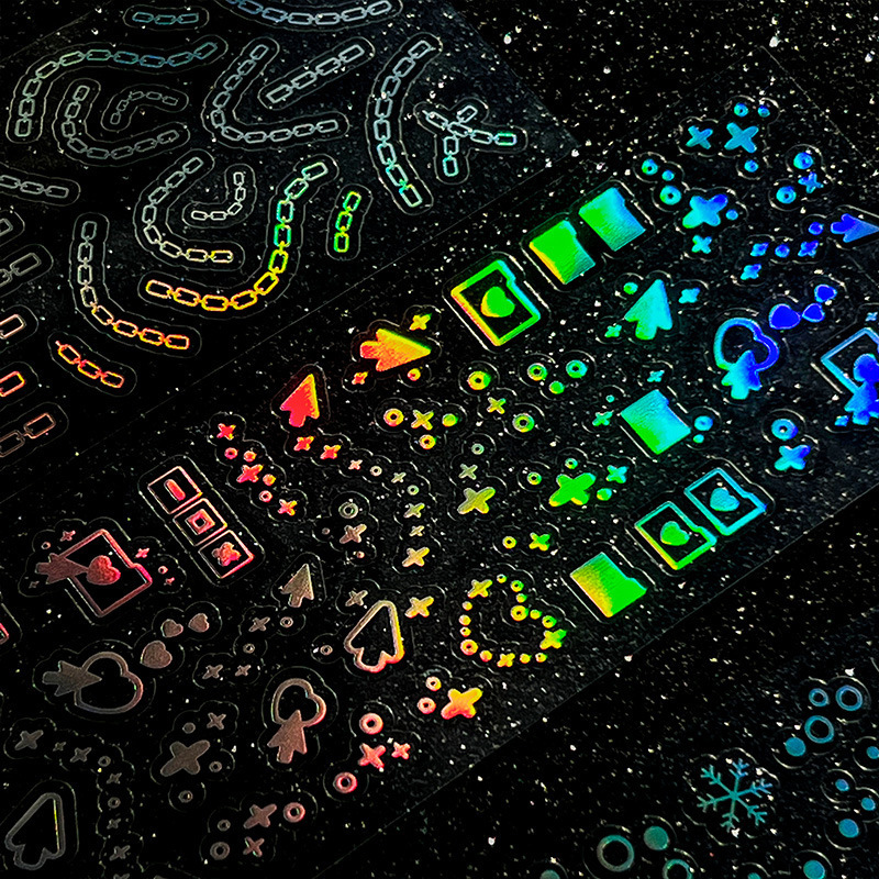 Pegatinas de diario de láser estrellado transparente impermeable pegatinas de niños lindos pegatinas de tarjeta Goo traje al por mayor