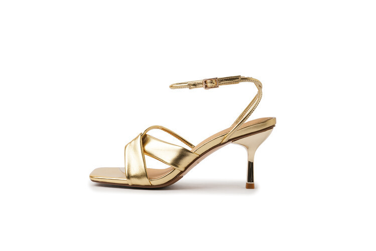 Sandal cao gót nữ hở mũi quai khóa cổ chân gót nhọn 9 cm — Màu vàng, Màu trắng be, Màu bạc chi tiết 31
