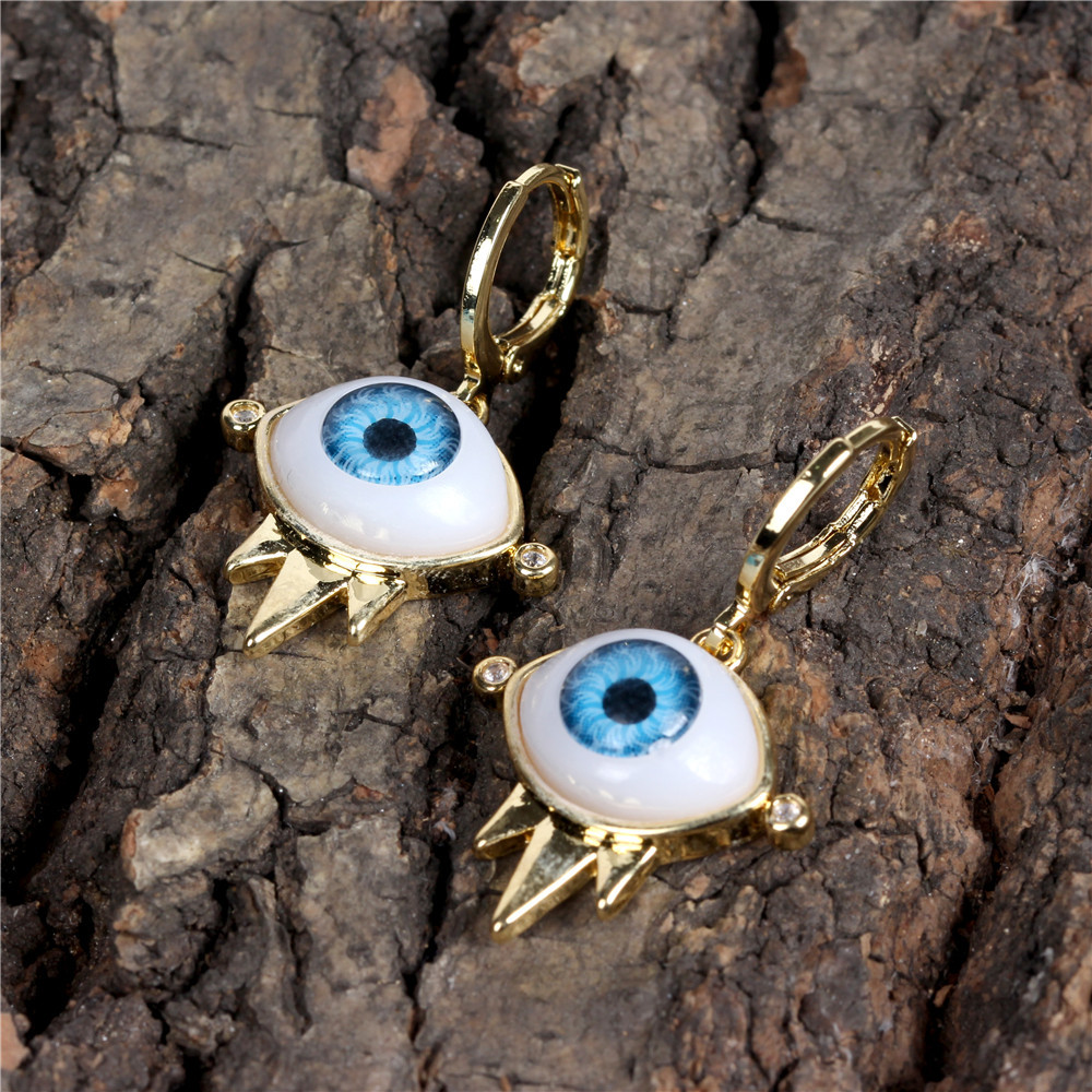 Punk Devil Eyes Diamond Copper Necklace Earrings Set Jewelrypicture2
