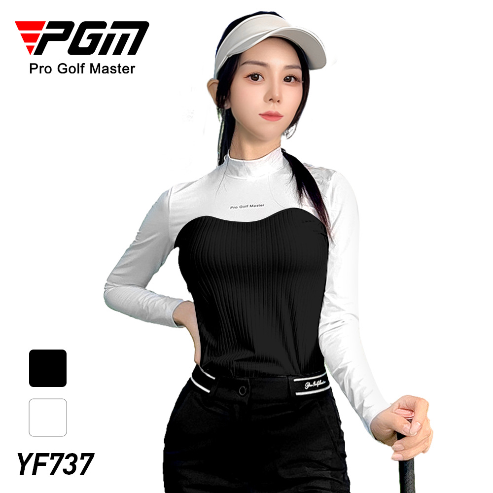 Áo thun dài tay nữ cổ tròn thể thao golf nhẹ thoáng mát — YF737 [Áo sơ mi trắng POLO, YF737 [Áo sơ mi trắng đen POLO