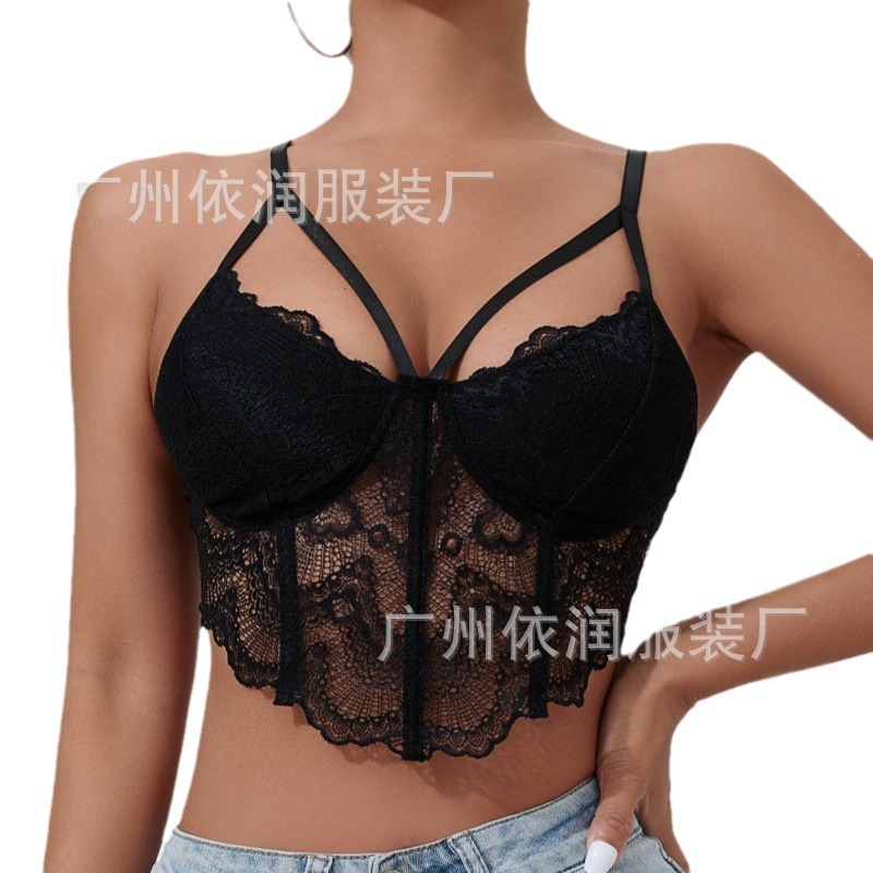 Camiseta sin Mangas de Encaje con Espalda Descubierta, Estilo Europeo y Americano, Ajustada, con Espalda Descubierta, Color Sólido, Estilo Europeo y Americano