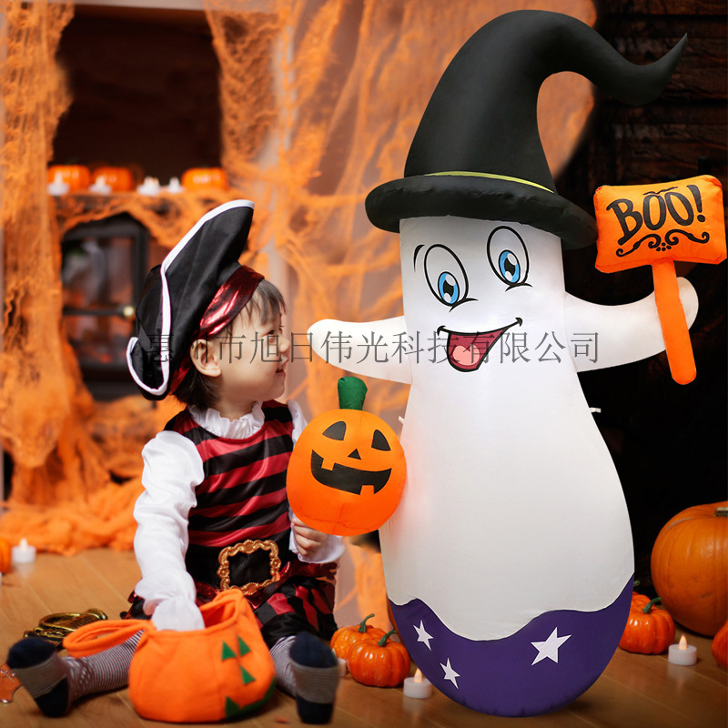 5ft发光举牌精灵小鬼充气气模 户外万圣节庭院布置充气道具模型