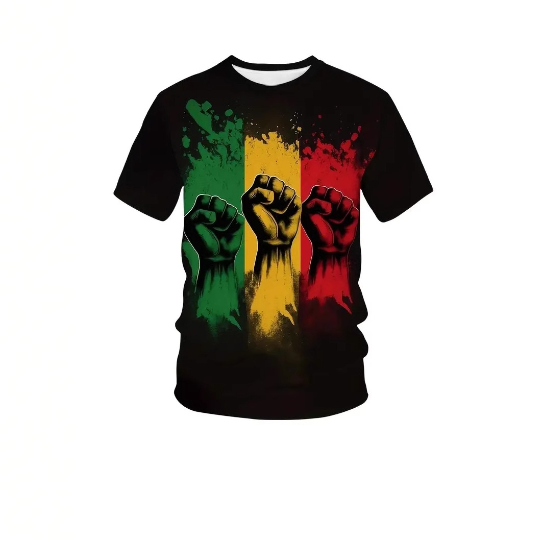 2024 venta caliente contraste color puños graffiti impresión 3D hombres calle moda suelta transpirable manga corta cuello redondo camiseta