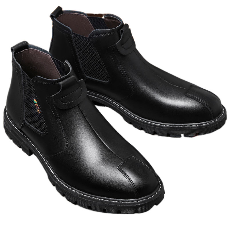 겨울 마틴 부츠 남성용 기모 따뜻한 코튼 신발 남성용 하이 탑 신발 작업복 남성용 영국 스타일 빈티지 캐주얼 가죽 신발