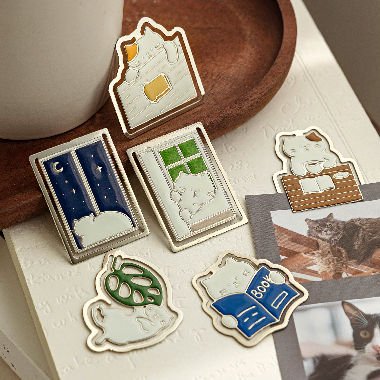 Mo Mo Metal Bookmark Cat Life Little Theatre Series Cute Cartoon Student Gift Reading Book Pages