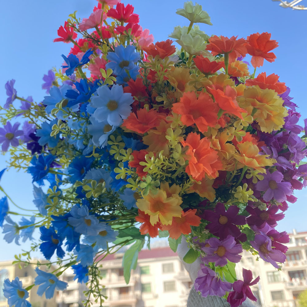 7 orquídeas de salto de horquilla jardín decorativo interior y exterior flores de seda flores falsas flores de flores de simulación