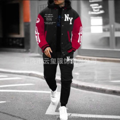 外贸速卖通亚马逊MLB棒球服夹克外套＋卫裤休闲百搭运动套装