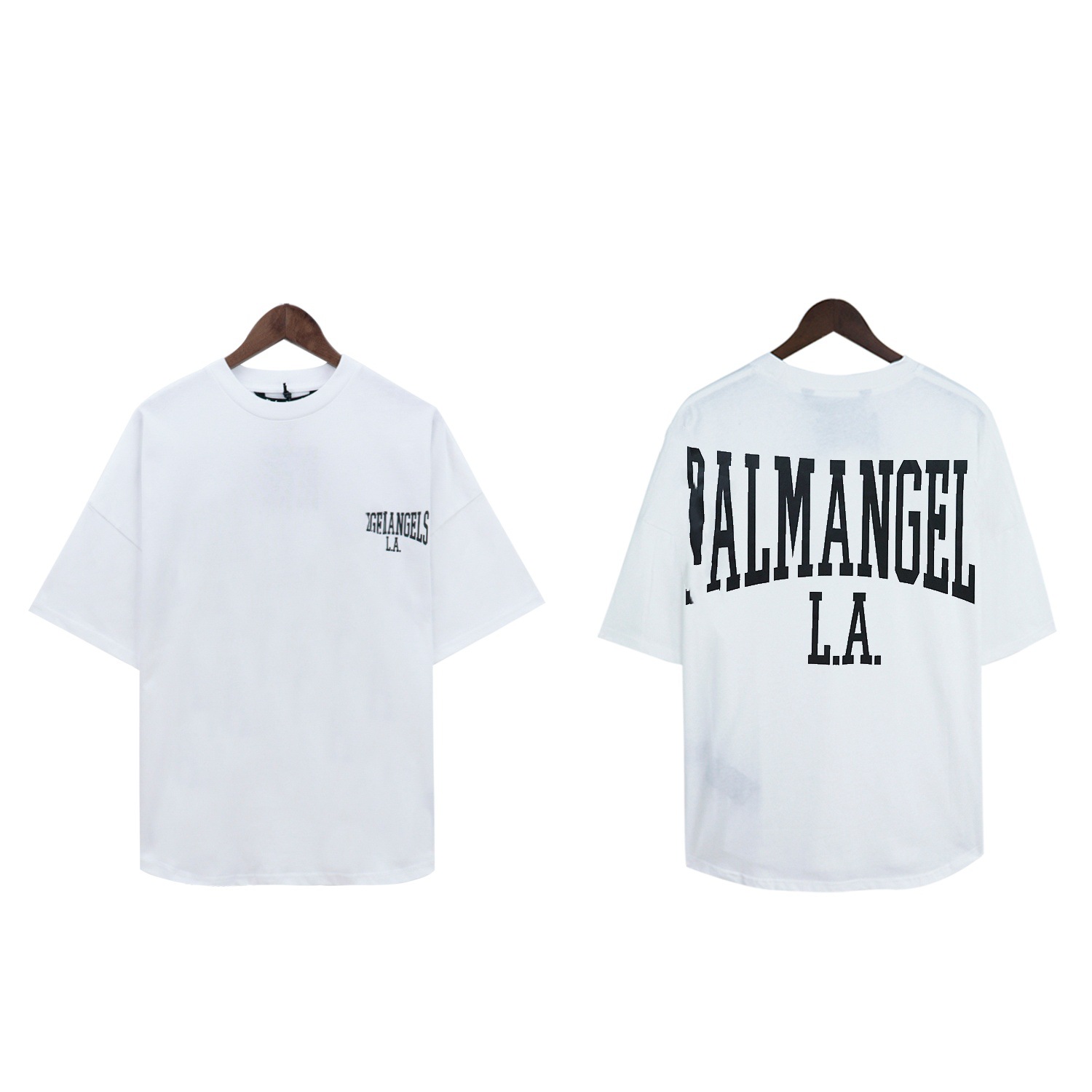 Versión correcta PA Palm Angels Camiseta suelta de punto de manga corta con estampado de letras de moda de belleza de calle alta transfronteriza con cuello redondo