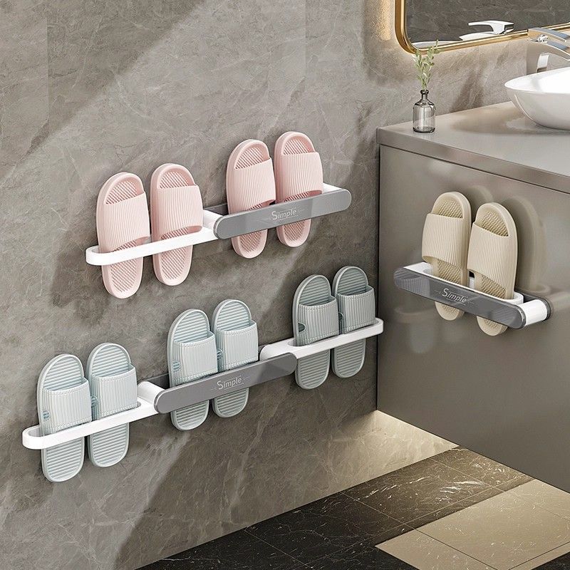 Bathroom Punch-Free Slipper Rack Bathroom Storage Rack Shoe Storage Wall-Mounted Simple Shoe Rack Slipper Rack Home