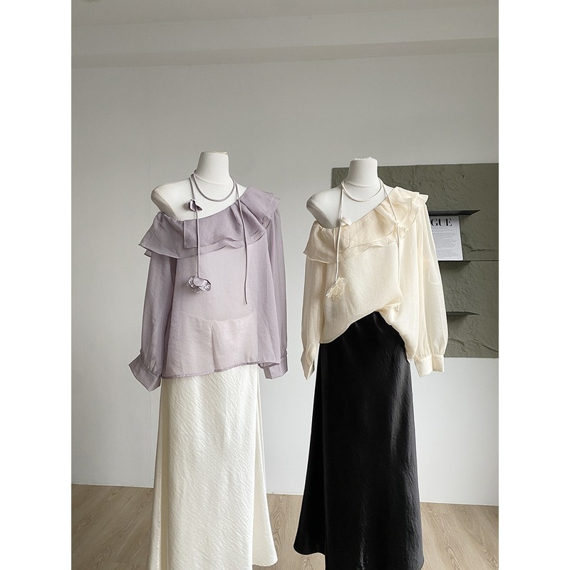 【Autumn New Arrival】演绎属于你的秋日风情#荷叶边斜肩衬衫|undefined
