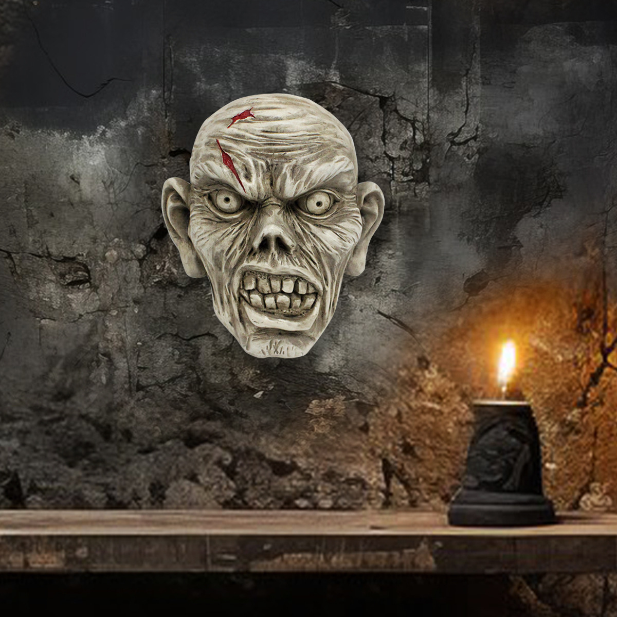Simulation Zombie Skull Halloween Props Horror Ghost Head Bar Haunted House Chamber Atmosphere Arrangement Ornaments Dry