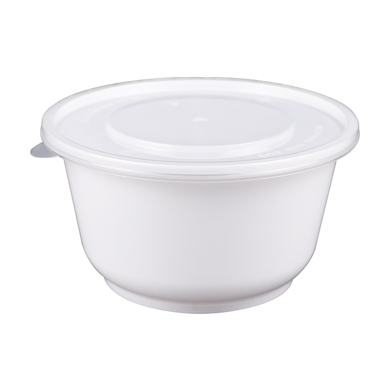 Lonchera desechable con palillos, envase transparente blanco, tazón de fideos instantáneos picantes, tazón de sopa de 850 ml, tazón de plástico PP