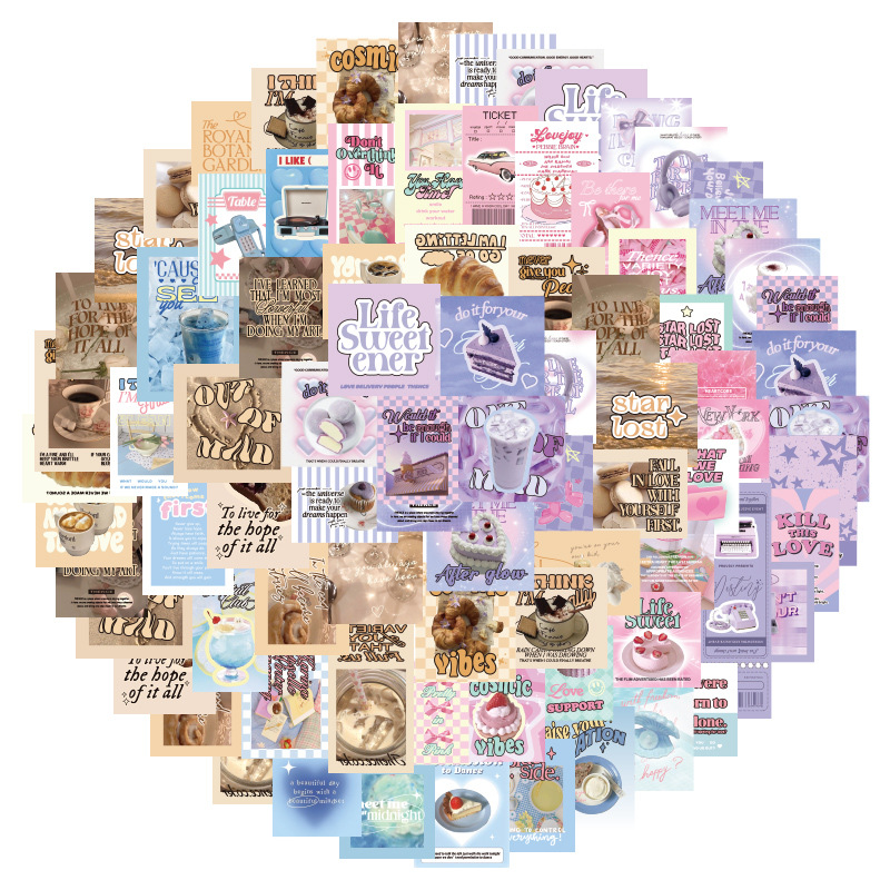 Paquete de pegatinas retro estilo americano, pegatinas decorativas para diario DIY, alta estética, estilo INS, pegatinas transfronterizas para diario