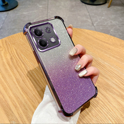 [适用红米note15pro四角手机壳红米14C闪粉电镀红米note12软保护套]