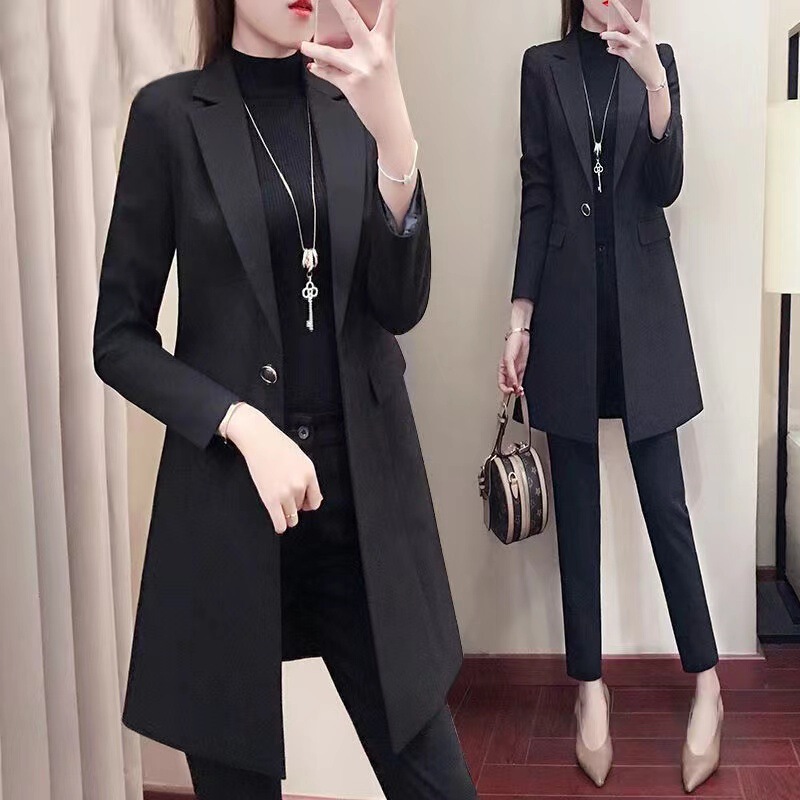Plus-Size Women's Blazer, New Korean Style for Spring and Autumn, Slim-Fit, Mid-Length, Elegant, Fashionable, Versatile Small Suit Plus-Size Women's Blazer, New Korean Style for Spring and Autumn, Slim-Fit, Mid-Length, Elegant, Fashionable, Versatile Small Suit