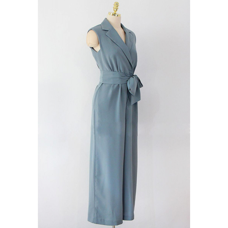 Transfronterizo 2025 verano nuevo estilo femenino coreano cintura sin mangas mono negro temperamento OL mono casual profesional image 3