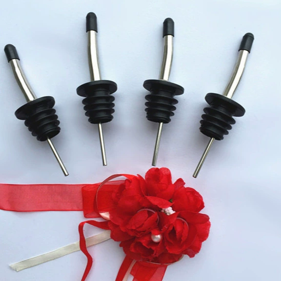 Носик для вина из нержавеющей стали с черной пластиковой крышкой маленькая черная крышка винный фунт с крышкой для заливки носика пробка для бутылки вина шейкер