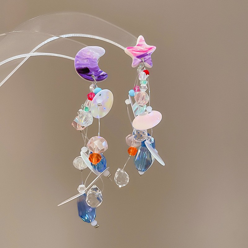 Pendientes de borla de flores de gasa de aguja de plata Pendientes de dopamina de bosque dulce Pendientes de todo fósforo de tendencia de nicho Mujeres al por mayor