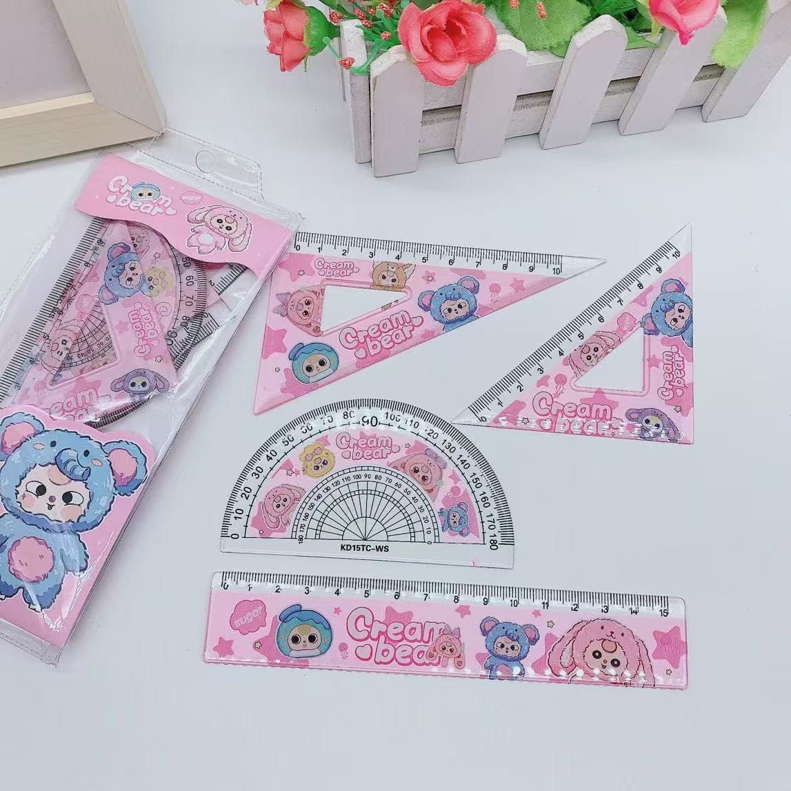 크림베어 자 세트 (투명간이포장)