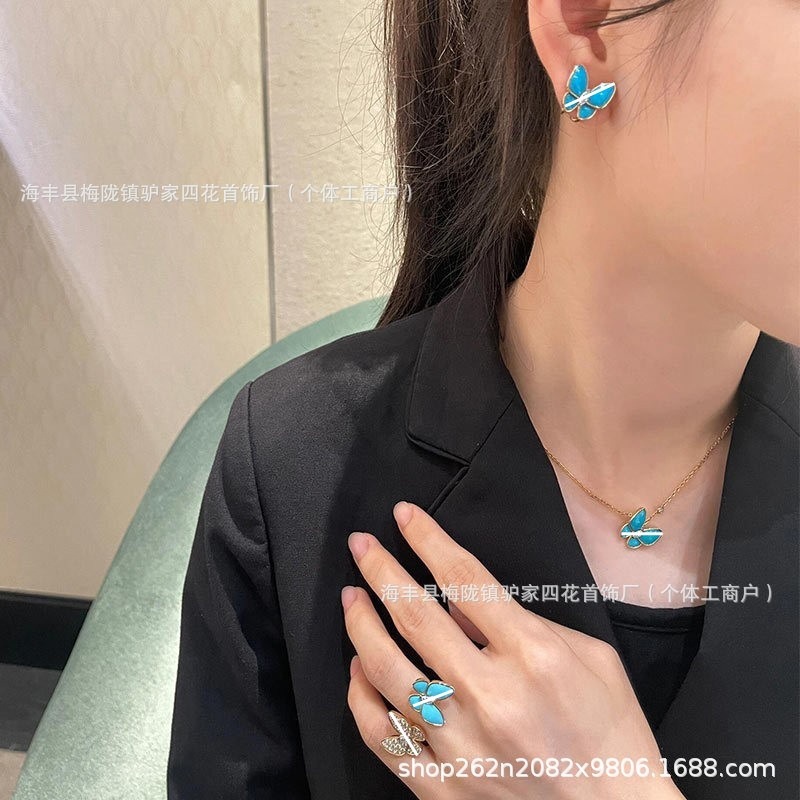 梵家高版本白贝母蝴蝶项链轻奢小众高级感锁骨链2025新款耳钉礼物|undefined