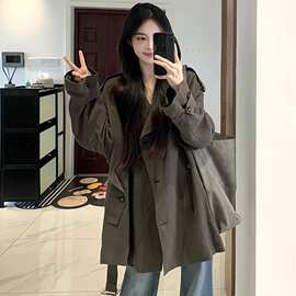 原版做法宽松风衣外套女2026春秋新款小个子巨好看韩版高级感短款