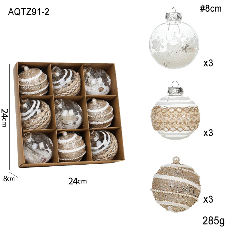 Nuevo producto 8CM bola de plástico bola de espuma bola de Navidad paquete de caja línea de polvo adhesivo colgante de árbol de Navidad decoración de bola colgante image 8