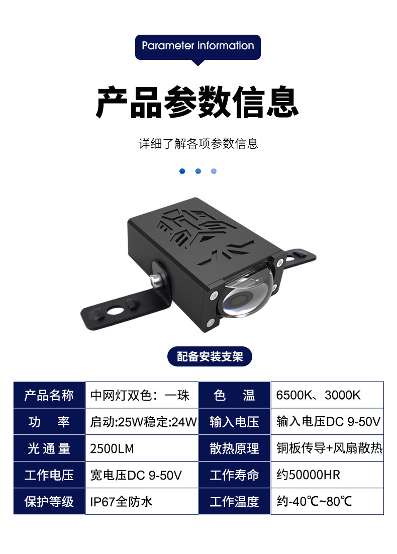 Hidden Grille Spotlights for Off-Road Vehicle Modification, Auxiliary Super Bright Car Fog Lights, Led Lenses