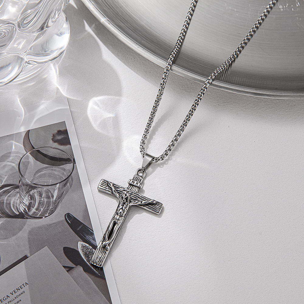 Hip-Hop Cross Titanium Steel Pendant Necklace 1 Piece