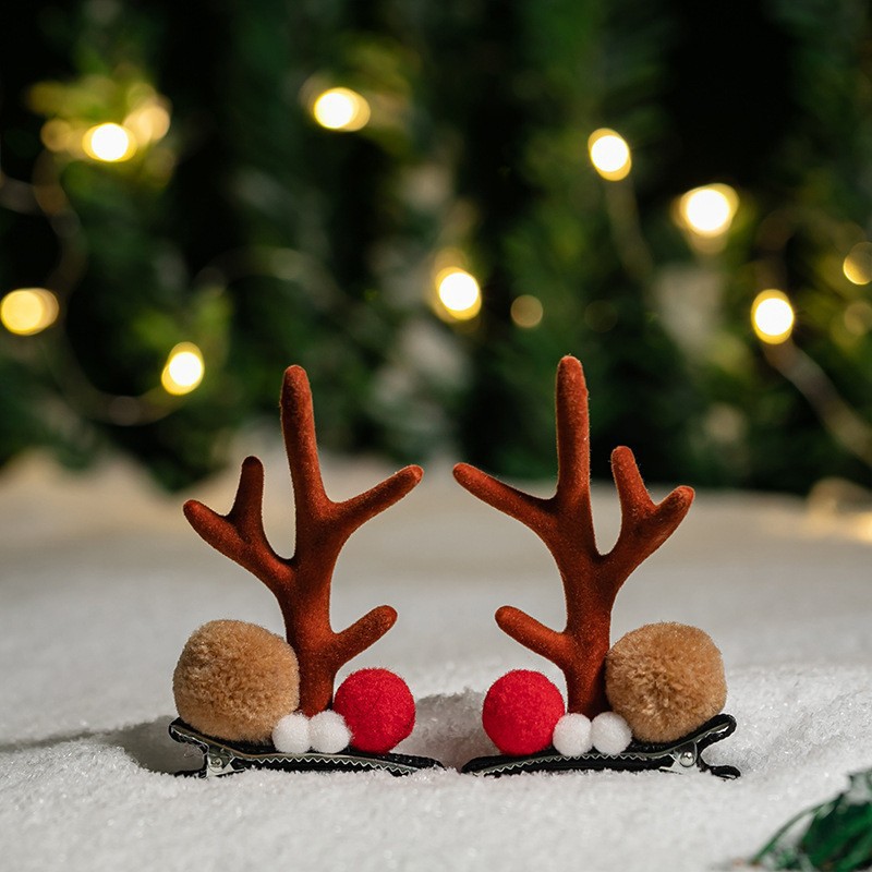 Adorable cabello de Navidad corno de ciervo cinco estrellas cabeza de banda de cabello de Navidad para niños corpos de cabello de decoración accesorios clipes de cabello