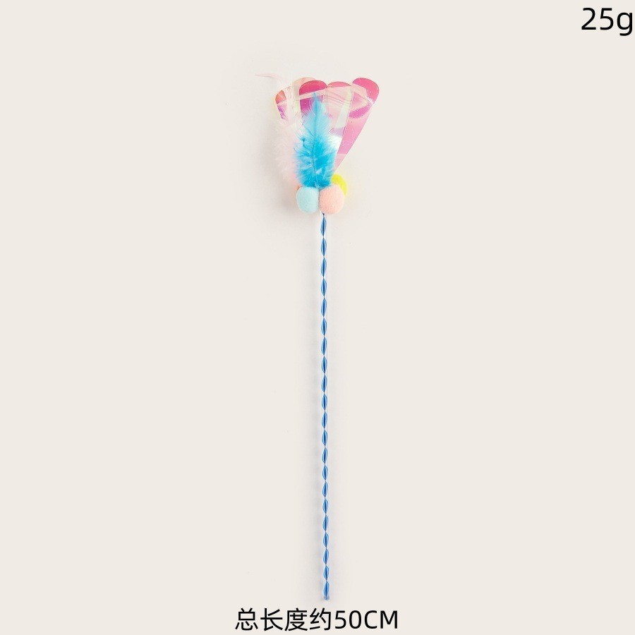 스팽글 깃털 고양이 티저 스틱 블루 폴