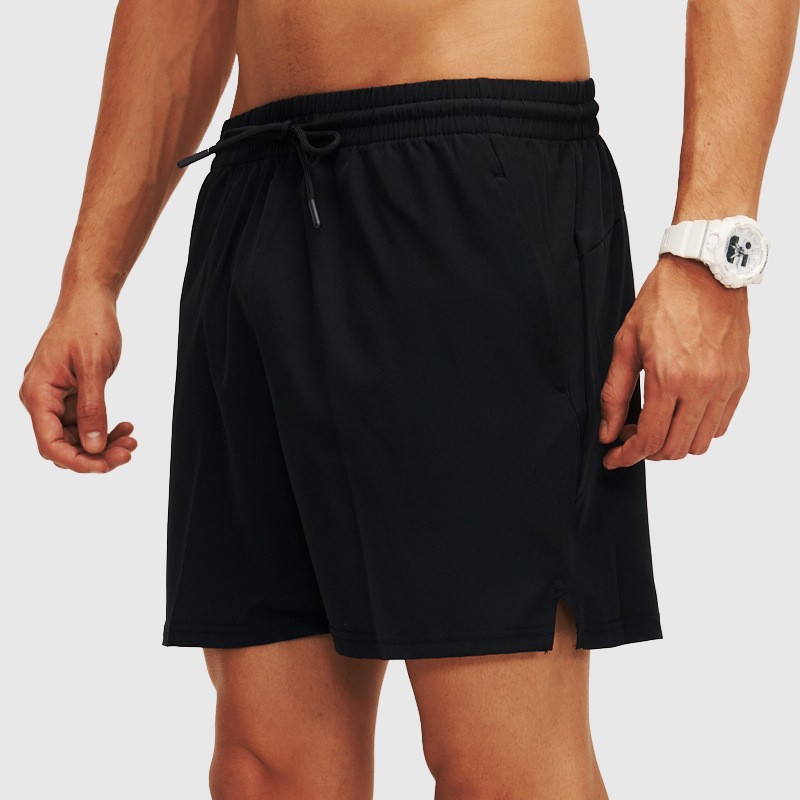 Fitness Men's Casual Summer Sports Side-Slit Shorts, Loose Solid Color Three-Quarter Zipper Quick-Dry Running Training Short Style