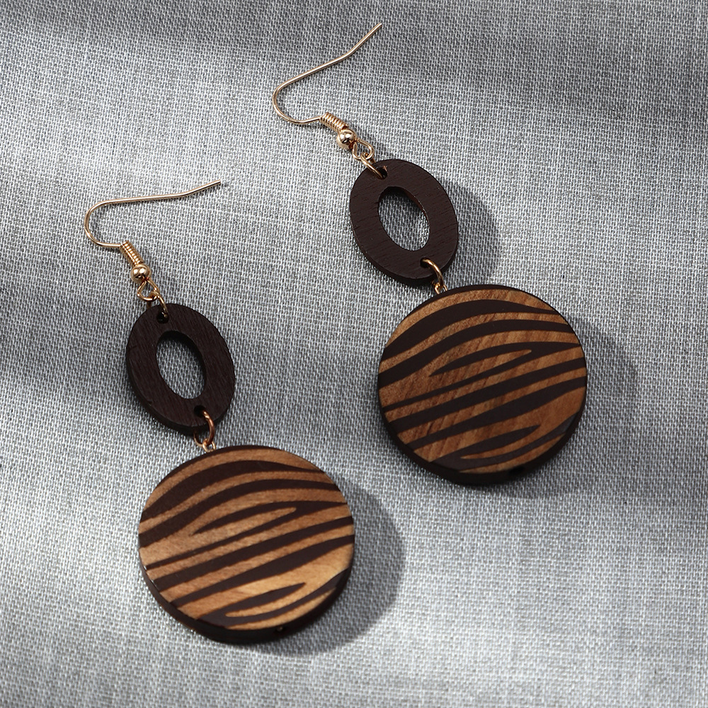 Geometric Wood No Inlaid Earrings display picture 5