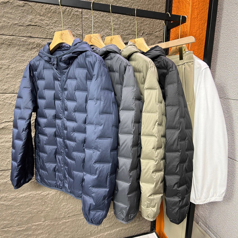 Seamless Laminated 90 Velvet! High-End Texture! Autumn and Winter Men's Lightweight Windproof and Warm Hooded down Jacket