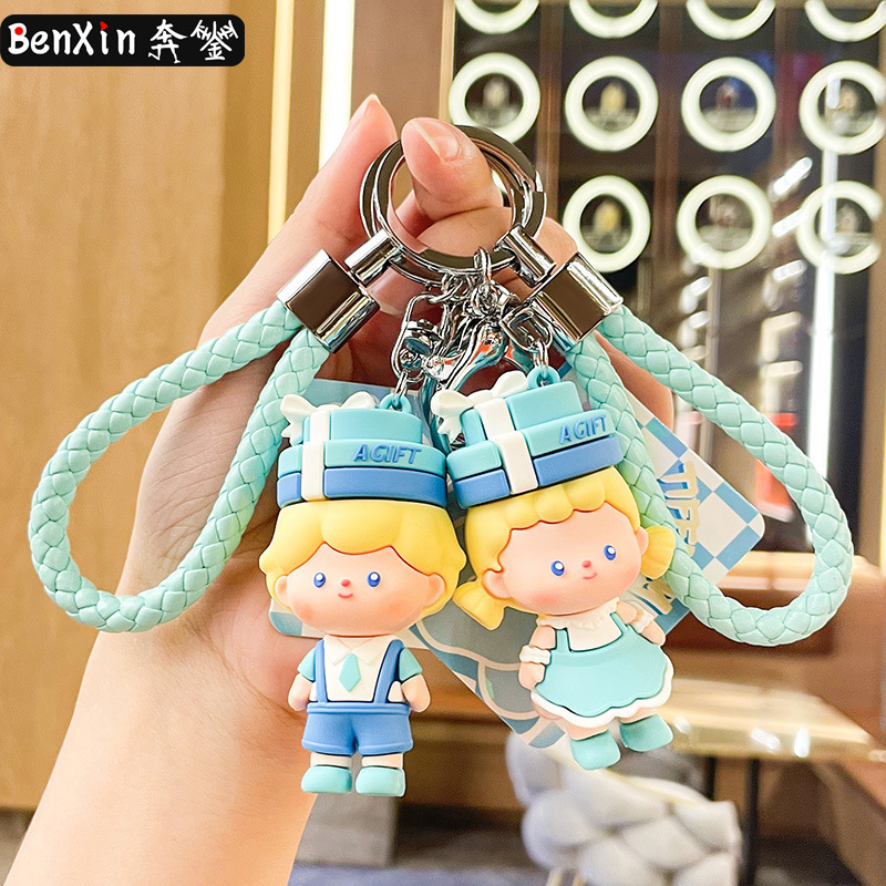 Cute Tiffany blue sweet dream Little Couple doll keychain pendant exquisite couple schoolbag ornaments gift wholesale Cute Tiffany blue sweet dream Little Couple doll keychain pendant exquisite couple schoolbag ornaments gift wholesale