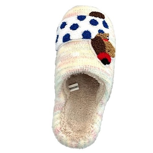 Zapatillas de lana de chicas trenzadas de otoño y invierno onduladas perros lindos dibujos animados lana casa zapatillas de algodón interior casuales