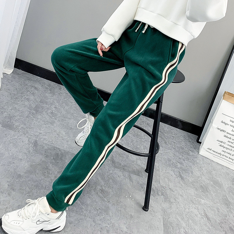 Outdoor ankle-tied sports casual fleece pants women's trousers warm breathable hiking pants polar fleece pants casual sweatpants winter
