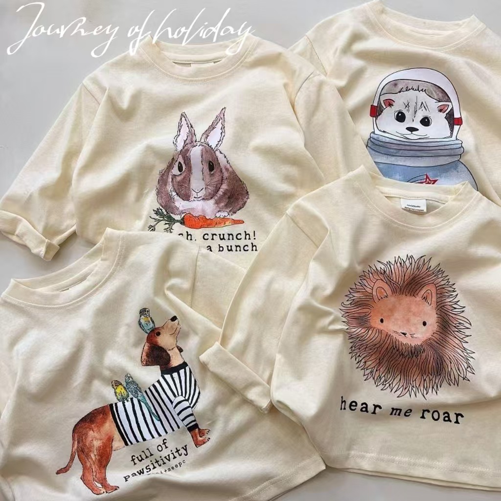 春秋款百搭长袖卡通洋气印花百搭男女童舒适韩系宝宝中小童打底衫