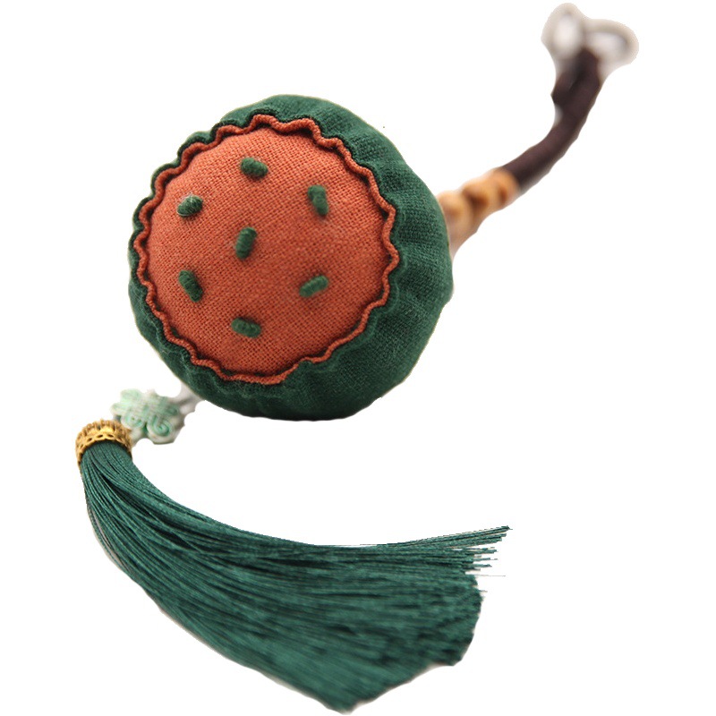 Bordado DIY hecho a mano patchwork bolsita colgante Lu bordado loto decoración del coche Regalo De vacaciones collar bolsita colgante