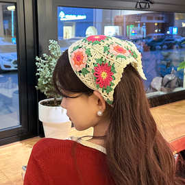网红同款头巾ins高级感三角形女甜美可爱手工时尚针织毛线发带
