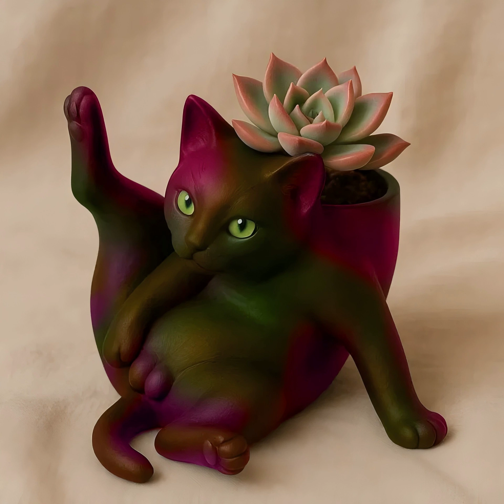 Кросс-бортной Fun Уход за животными Грааль кот planter интересный питомец кот посадка цветочный горшок смола статуя украшения