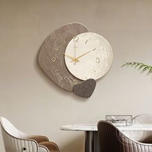 时来运转餐厅装饰画侘寂风创意时钟客厅挂画高档大气饭厅钟表壁画