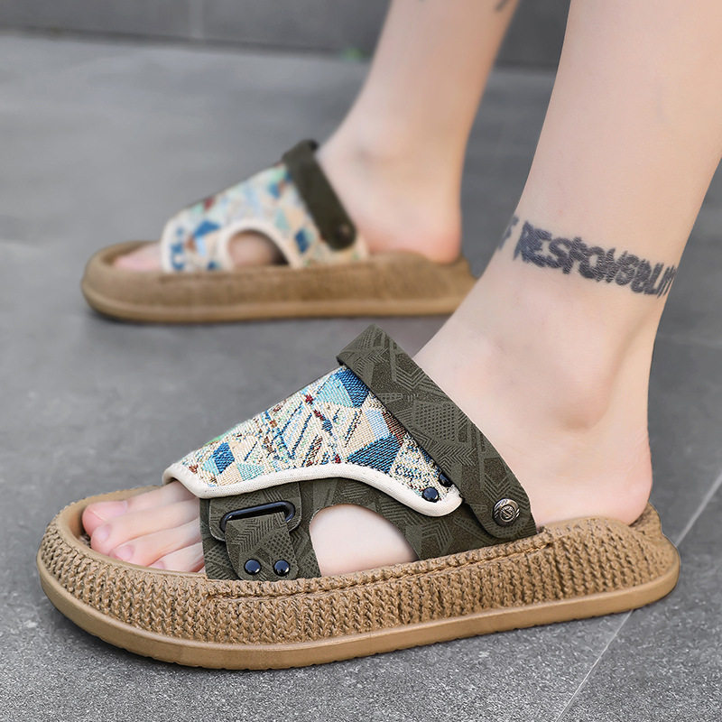 Dép sandal nam cỡ lớn hở ngón chống trượt kiểu Birkenstock đi biển — 8032 màu đen, 8032 xanh lá cây, 8032m màu
