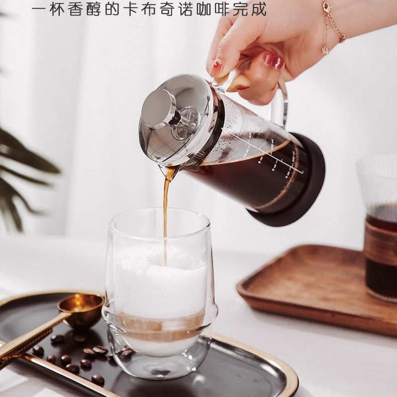 Suministro transfronterizo de tetra de prensa retrógrada, tetra de café a mano, taza de filtro de café casera, conjunto de utensilios de café de doble capa
