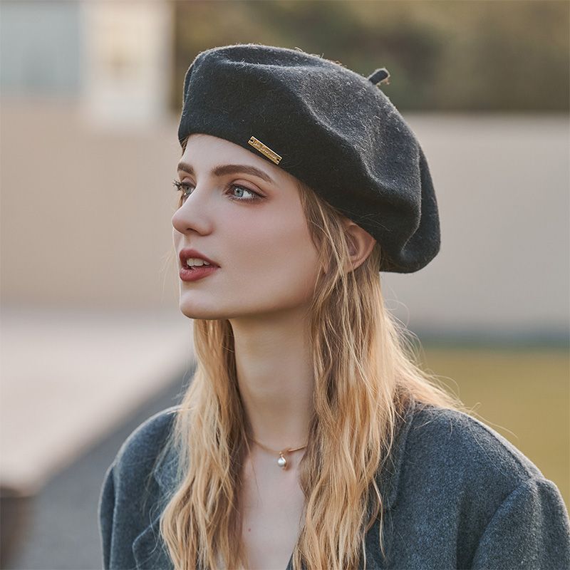 Unisex Autumn and winter 23 color wool beret stylish casual season warm thick solid color all-in-one hat_voghion.com