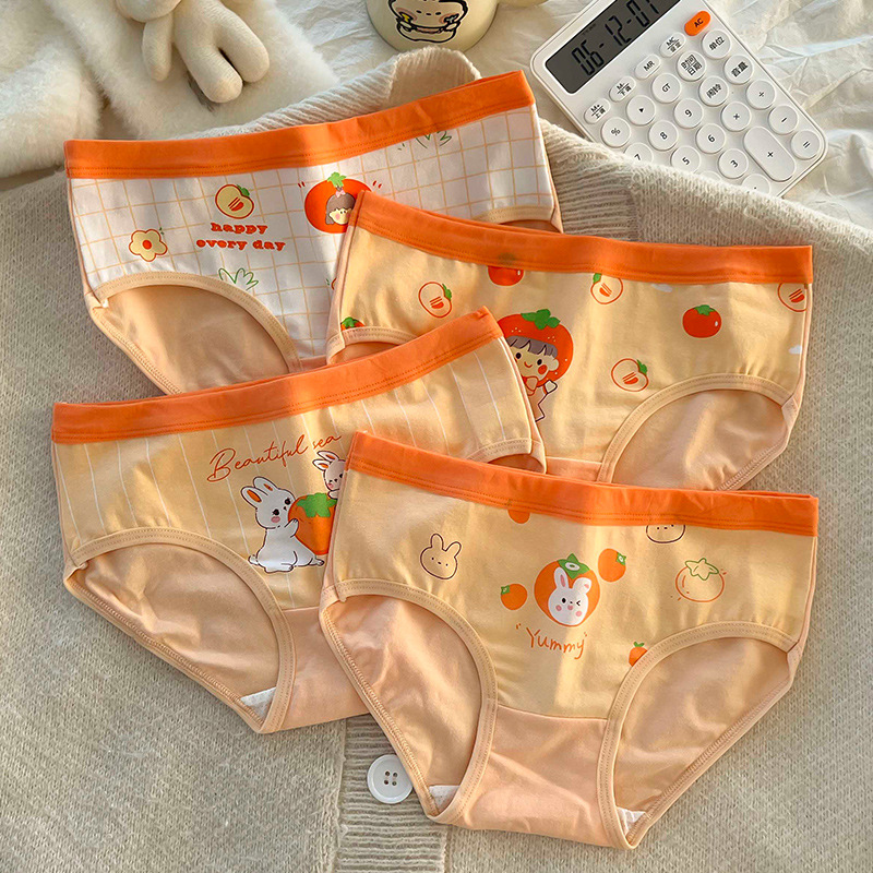 Children's Underwear Women's Summer Triangle Cotton Antibacterial New Style Little Girl Middle and Big Children's Triangle Children's Cartoon Cute Underwear